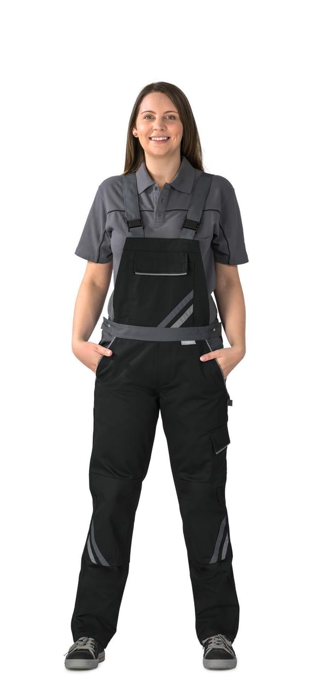 Planam Highline Damen Latzhose Schwarz/schiefer/zink 54