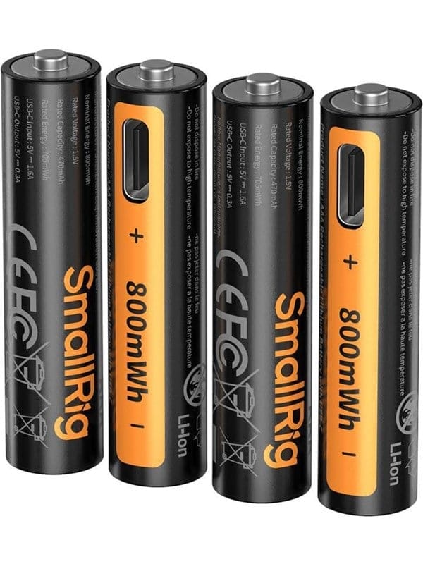 SmallRig 5769 Rechargeable Lithium Battery AAA 470mAh with USB-C 4pcs