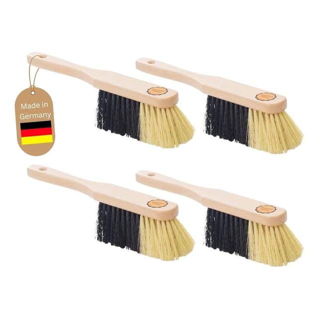 4er Set KUNSTBORSTEN Handfeger Besen weiche Borsten - Schrankbesen Camping Handfeger Auto Besenbürste - Idealer Schneebesen Auto Hand Brush Vorzeltteppich Wohnwagen Handbesen Holz Handkehrer