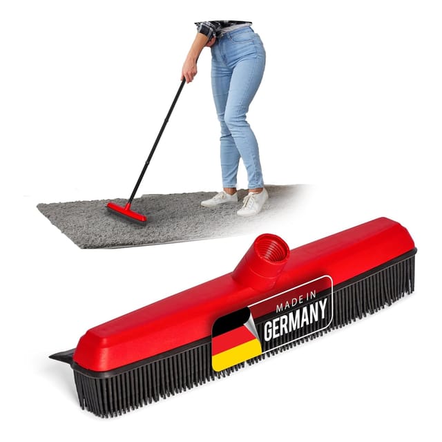 Gummibesen mit Abzieher Besenkopf Gummi Friseurbesen Schwarz Noppenbesen Hundehaarentferner Broom Parkett Besen für Drinnen Teppichbesen Bodenabzieher Haushaltsbesen Wunderbesen