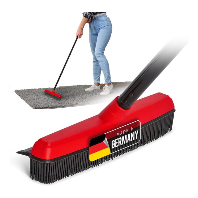 Novaliv Gummibesen mit Stiel zum Stecken Auto & Abzieher Friseurbesen Gummi Noppenbesen Hundehaarentferner Broom Besen für Drinnen Steinböden Teppichbesen Bodenabzieher Haushaltsbesen Wunderbesen
