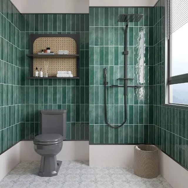 Wandfliese Santorini (7,5 x 30 cm, Dark Green, Glänzend)