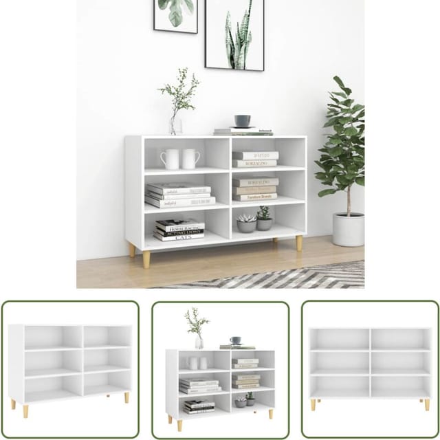 The Living Store Sideboard Weiß 103,5x35x70 Cm Holzwerkstoff - Schreibtisch - Regal - Wohnzimmermöbel - Holz Sideboard - Weißer Sideboard