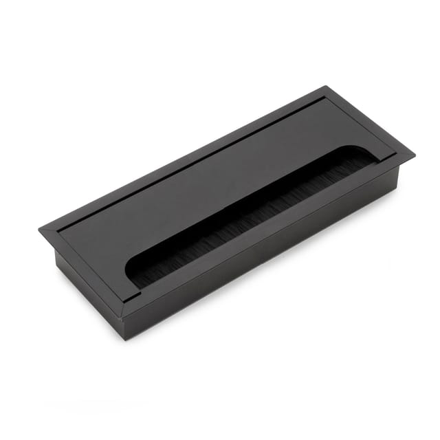 Quadrum Kabeldurchführungstüllen, Rechteckig, 269x80mm, Versenkt, Aluminium, Schwarz Metallic - Emuca