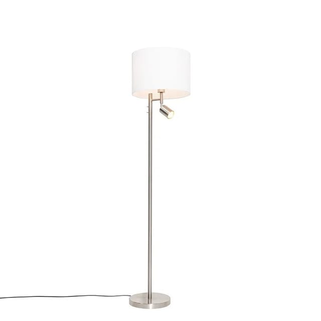Stehlampe Aus Stahl Mit Weißem Schirm Und Leselampe - Jelena