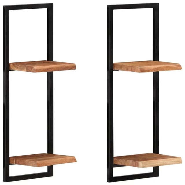 Wandregale 2 Stk. 25x25x75 Cm Massivholz Akazie Und Stahl Vidaxl