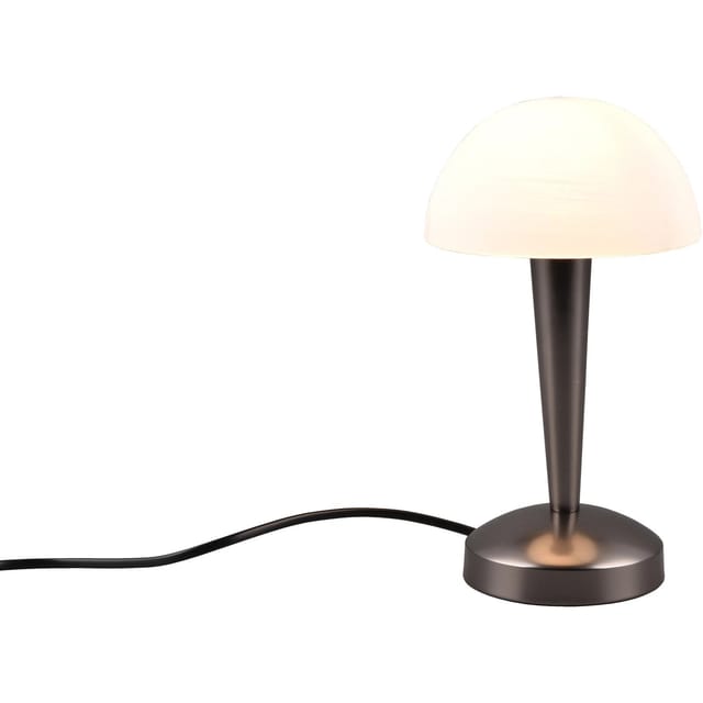 Led Tischleuchte Canaria Mit Glasschirm Touchfunktion Schwarz Chrom, Höhe 26cm