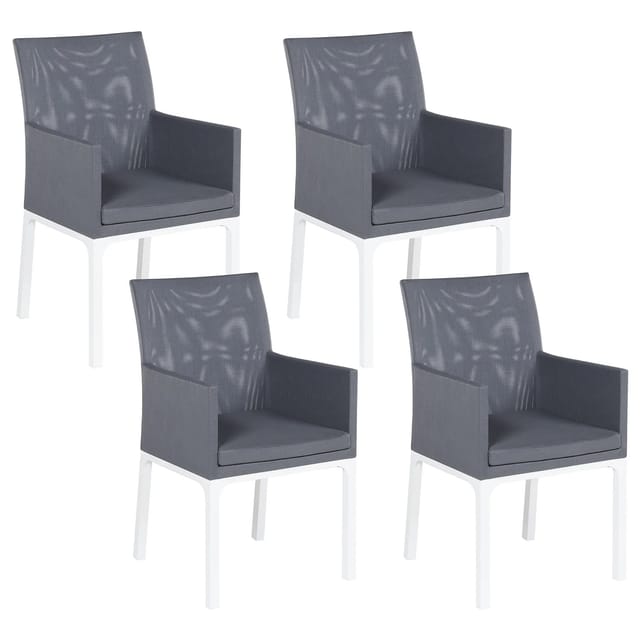 Gartenstuhl 4er Set Bacoli Stoff Dunkelgrau