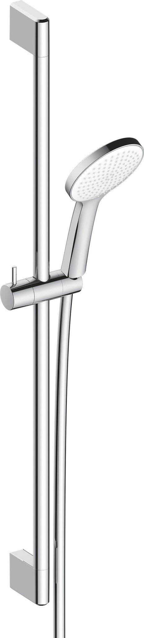 Duschsystem Duravit Universal 700 Mm, Höhenverstellbare Handbrause, Strahlart Rain, Brauseschlauch Mit Verdrehschutz, Chrom/weiß