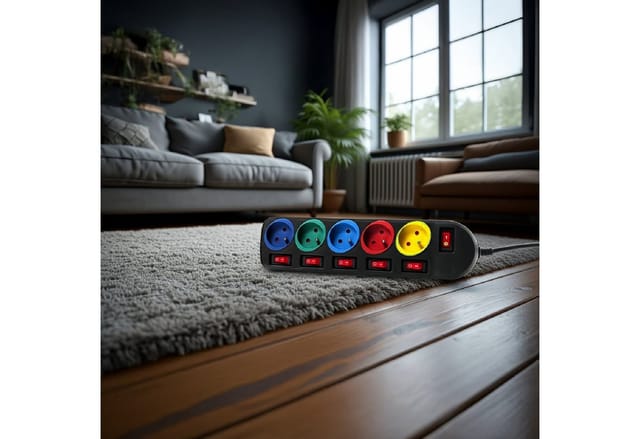Maclean Mce204m Mehrfachsteckdose 1,5 M 5 Ac-steckdosen Innenbereich Schwarz, Multicolour