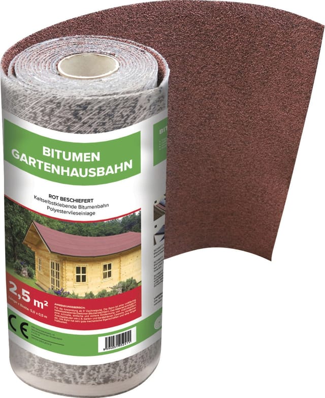Bitumen-gartenhausbahn 5 X 0,5 M = 2,5 M² Rot Dachpappe & Bitumen