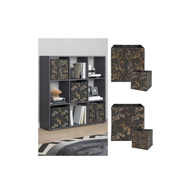 Vicco - Raumteiler Nove, Schwarz, 104 X 108 Cm Mit 4 Faltboxen Opt.2