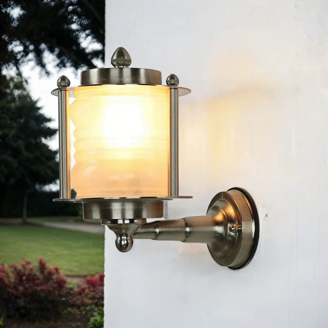 Licht-erlebnisse - Außenleuchte Wand Ip64 E27 Weiß Nickel Glas Messing Maritim Wandlampe Außen