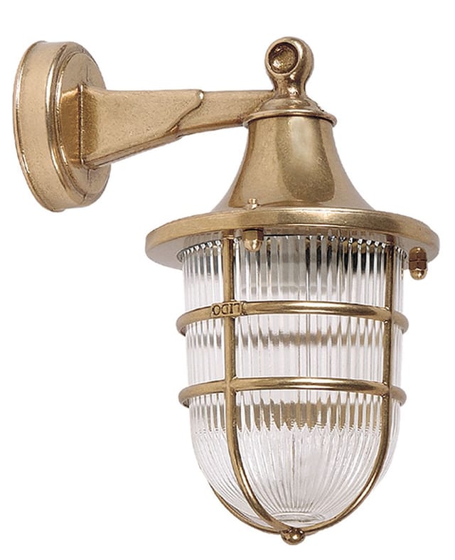 Außenwandlampe E27 Ip64 Hof Haus Glas Messing Maritim Wandleuchte Außen