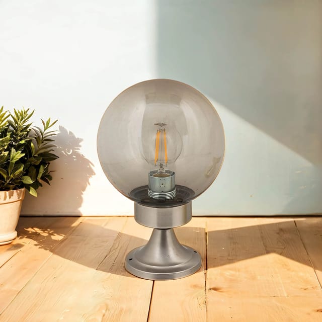 Stehlampe Außen Haus Hof Ip43 Schwarz Nickel E27 30 Cm Messing Massiv Wegeleuchte