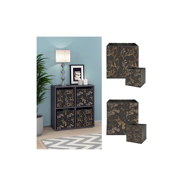 Vicco - Raumteiler Tetra, Schwarz, 72.6 X 72 Cm Mit 4 Faltboxen Opt.2