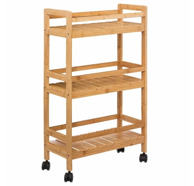 Mobiler Küchenregal Linha, 3 Ablagen, Bambus
