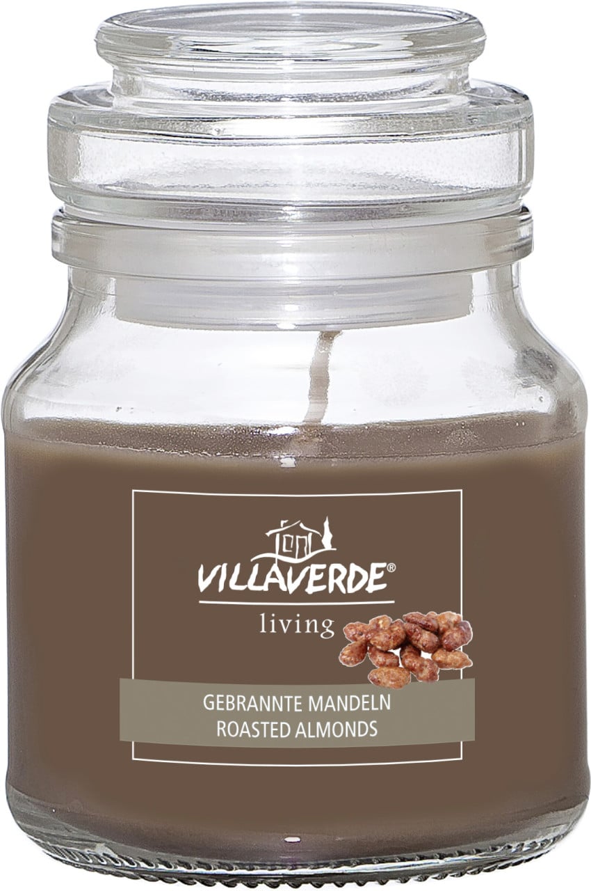 Duftkerze Im Glas M. Deckel Gebrannte Mandeln, H 7,8 Cm, Ø 7 Cm Duftkerze - Villa Verde
