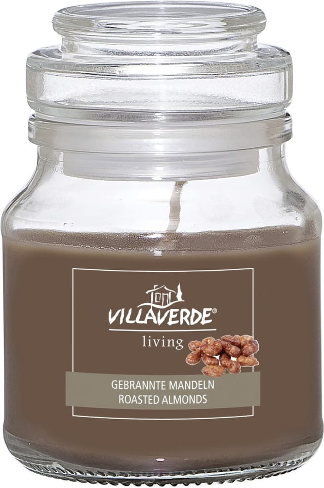 Duftkerze Im Glas M. Deckel Gebrannte Mandeln, H 7,8 Cm, Ø 7 Cm Duftkerze - Villa Verde
