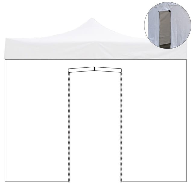 Divina Garden - 2 X 2 M Große, Weiße, Wasserdichte Seitenabdeckung Mit Aufrollbarer Tür Für Wiederverschließbaren Pavillon