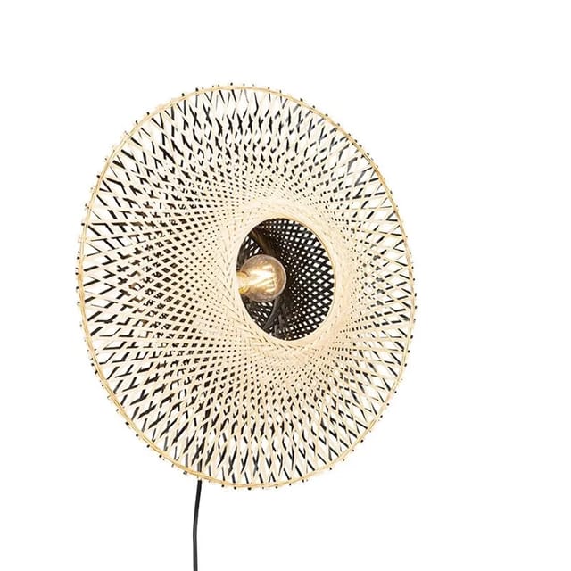 Orientalische Wandleuchte Rattan 50 Cm Mit Stecker - Rina