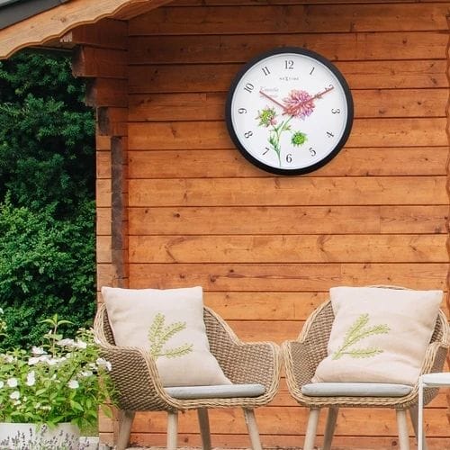 Nextime - Wanduhr Knautia Kunststoff Schwarz Ø 30,5 Cm Innen/außen Gartenuhr