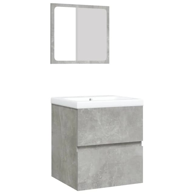 Waschbeckenunterschrank Mit Waschbecken Und Spiegel Betongrau Vidaxl
