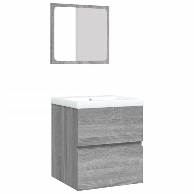 Waschbeckenunterschrank Mit Waschbecken Spiegel Grau Sonoma Vidaxl18639