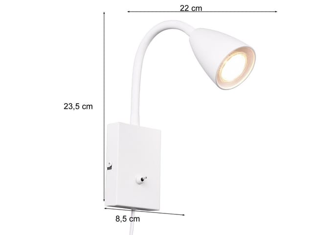 Flexible Led Leselampe, Wandleuchte Mit & Ohne Stecker, Weiß Matt