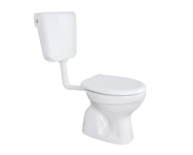 Komplettset Stand Wc Abgang Boden Senkrecht Tiefspüler + Deckel + Spülkasten