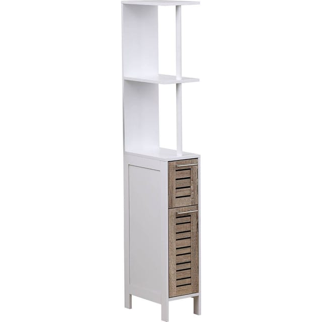 Tendance - Säule Petit Espace Mdf Weiss 2 Regale 2 Türen Facon Eiche Alt - Stockholm