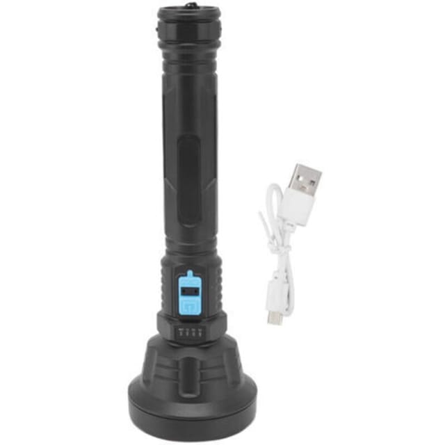 Vtizikl Lampe De Poche Led Led Usb Chargeant 3 Modes D'Affichage De La Batterie Lampe De Poche De Camping En Abs Durable Pour La Pêche De Nuit En Plein Air Lampe De Poche Lumineuse Lampes De Poch
