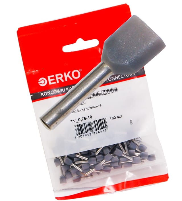 Aderendhülse Isoliert 2x0,75-10 100 Stück Grau Erko