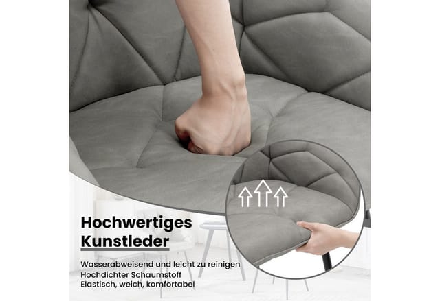 Woltu Esszimmerstühle 6er Set, Küchenstuhl Ergonomische, Loungesessel Polsterstuhl Mit Armlehnen Rückenlehne, Aus Vintage-kunstleder Metallbeine, Für Esszimmer, Wohnzimmer, Schlafzimmer, Dunkelgrau