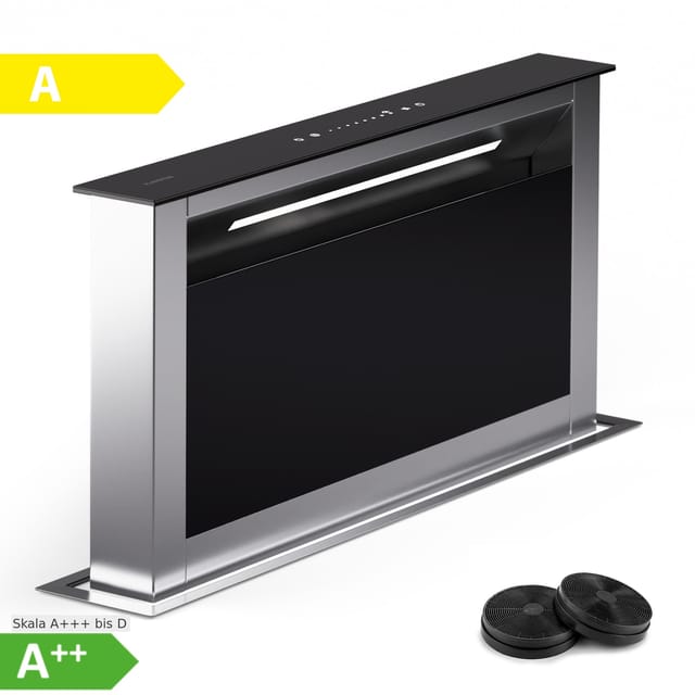 Klarstein Downdraft-dunstabzugshaube 60cm, Versenkbare Dunstabzugshaube Abluft/umluft Für Die Küche, Schmale Umluft-abzugshaube Ohne Rohr, 576m³/h Luftstrom, Led-beleuchtung & Touch-bedienfeld