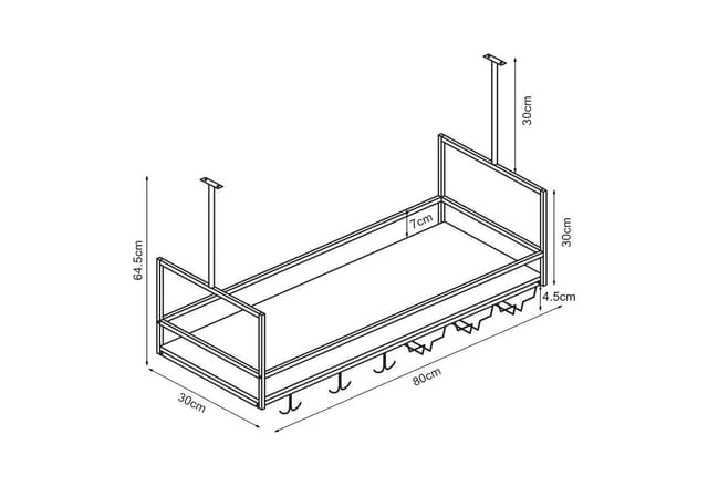 [en.casa] - Weinregal Mit Glashalterung Borejle 80x30x65 Cm Schwarz/walnussoptik