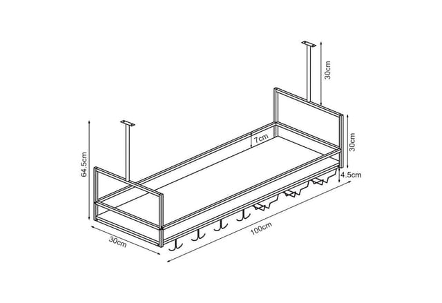 [en.casa] - Weinregal Mit Glashalterung Borejle 100x30x65 Cm Schwarz/walnussoptik