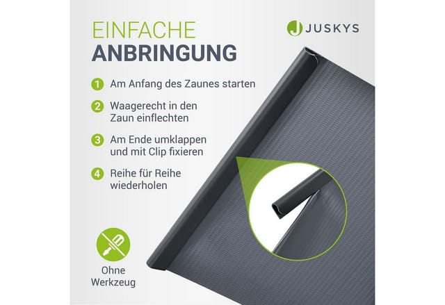 Juskys PVC Sichtschutzstreifen Doppelstabmatten Zaun 4er Set á 35m x 19cm - Zaunfolie – anthrazit