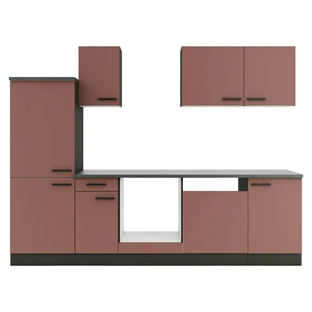 Optifit Küchenzeile Nizza 407 ohne Geräte rostrot/anthrazit 270 cm