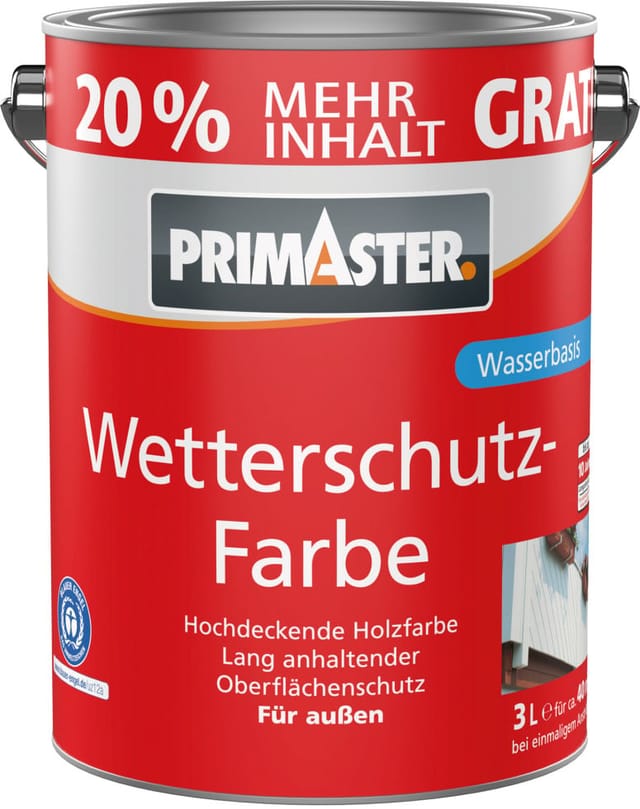 Primaster Wetterschutzfarbe 3 L anthrazitgrau + 20% gratis