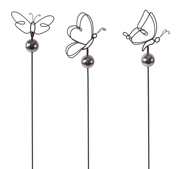 TrendLine Gartenstecker Schmetterling Metall 115 x 20 cm 3-fach sortiert