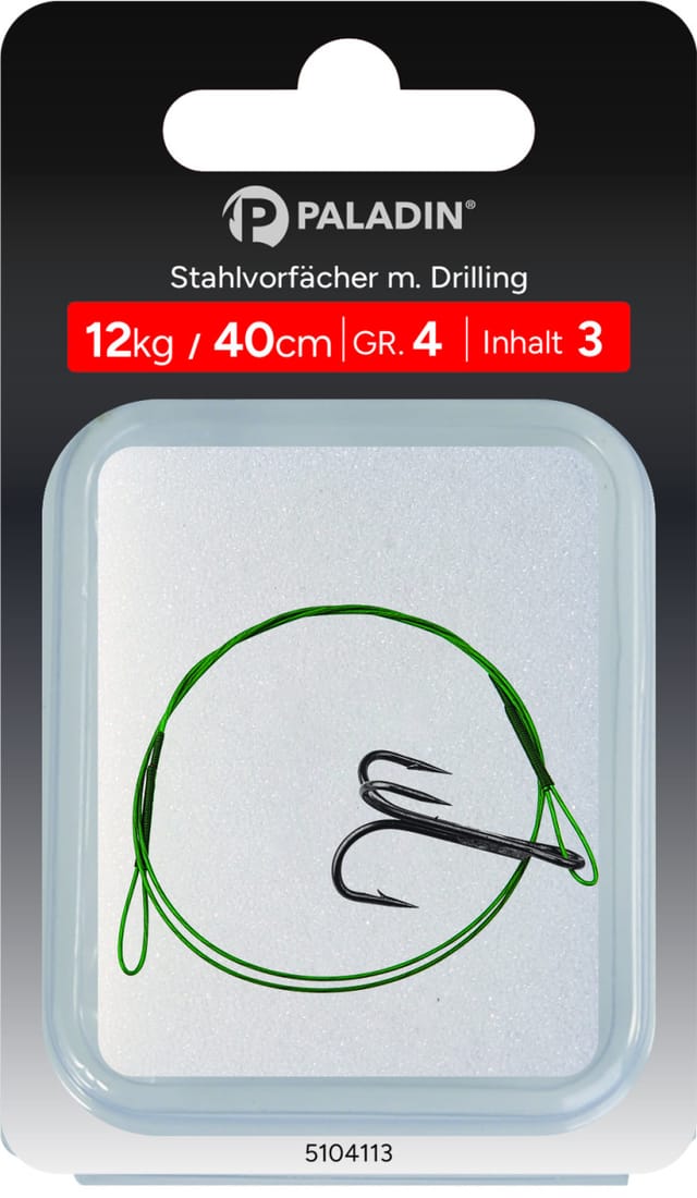 Paladin Stahlvorfach Drilling Gr. 4 Tragkraft 12 kg Länge 40 cm 3 Stück