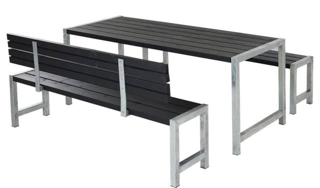 Plus Planken-Garnitur 3-teilig mit 1 Rückenlehne, schwarz
