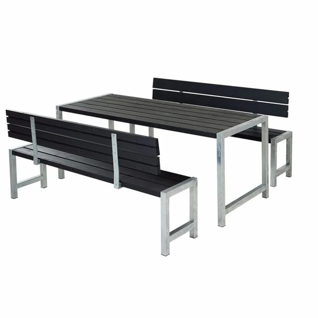 Plus Planken-Garnitur 3-teilig mit 2 Rückenlehnen, schwarz