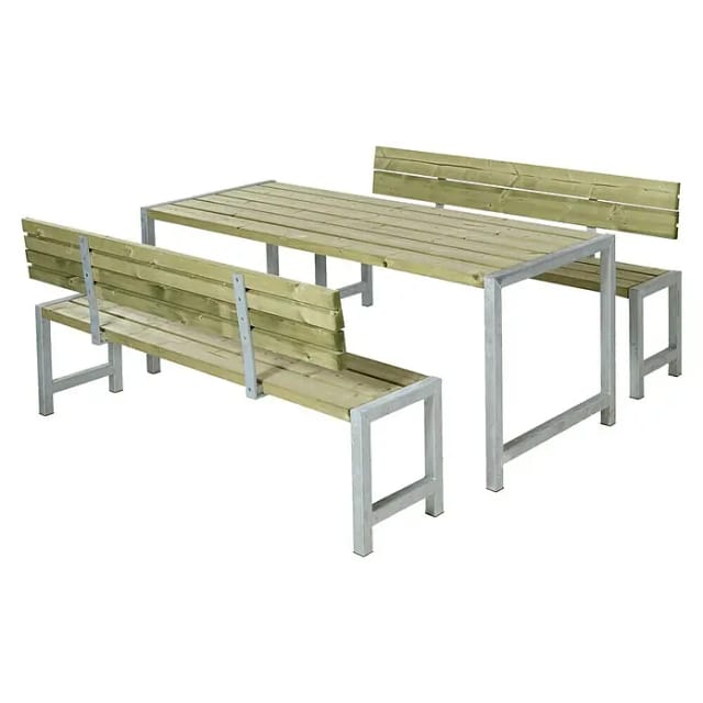 Plus Planken-Garnitur 3-teilig mit 2 Rückenlehnen, Kiefer / Fichte