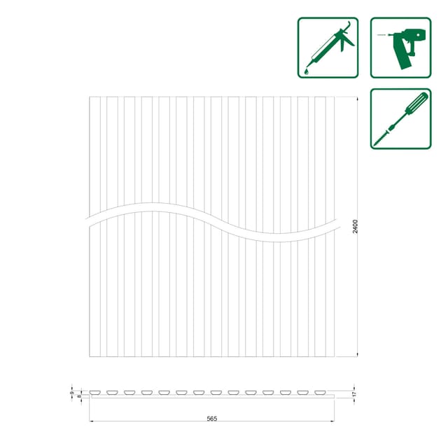 Neuhofer Akustikpaneel Beton foliert 240 x 56,5 x 1,7 cm grau