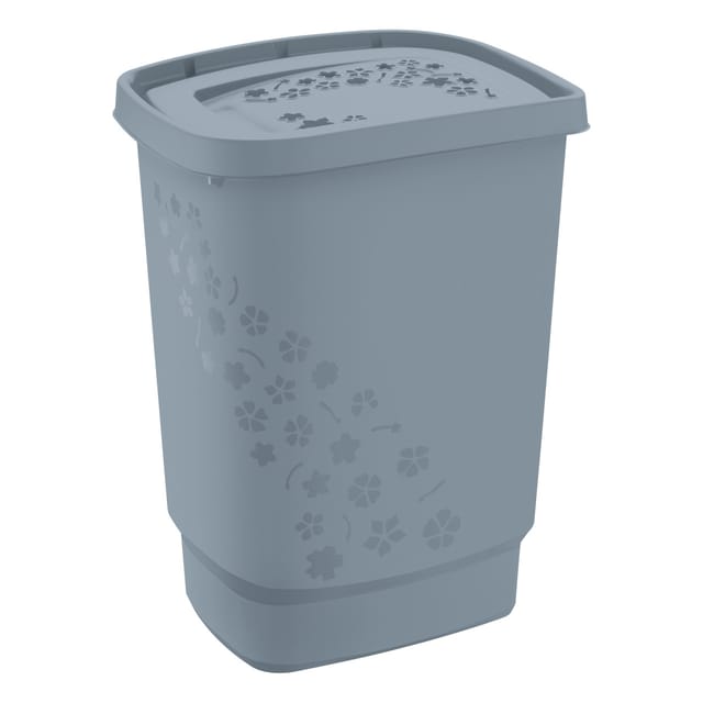 Rotho Wäschesammler Flowers 55 L misty blau