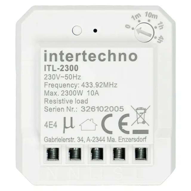 Intertechno Funk-Einbauschalter ITL-2300 mit Abschaltautomatik für Lampen & Elektrogeräten Smart Home