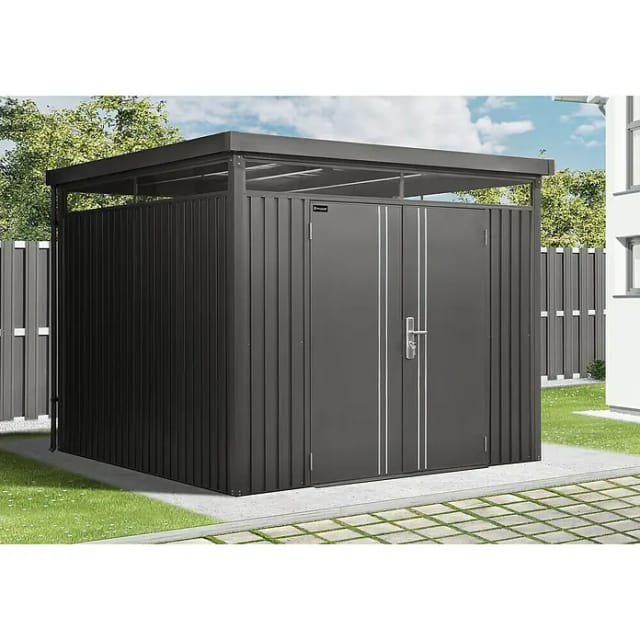 Floraworld Gerätehaus Premium Q7,5 FirstLine schwarz-mettalic 274 x 274 cm