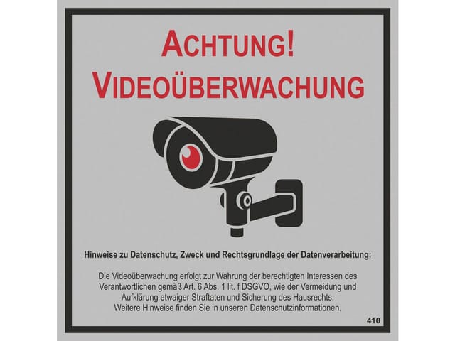 Hermann Schütz Hinweisschild Achtung! Videoüberwachung 15 x 15 cm